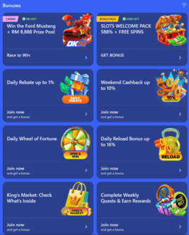 Halaman promosi Dashking88 dengan tawaran bonus, bahagian kod promo dan ringkasan syarat